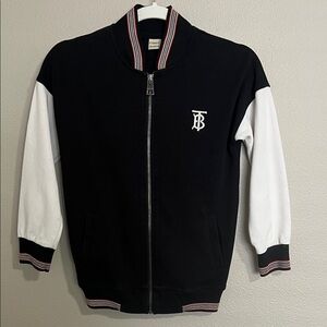 Burberry Kids Black and White Zip-Up Jacket